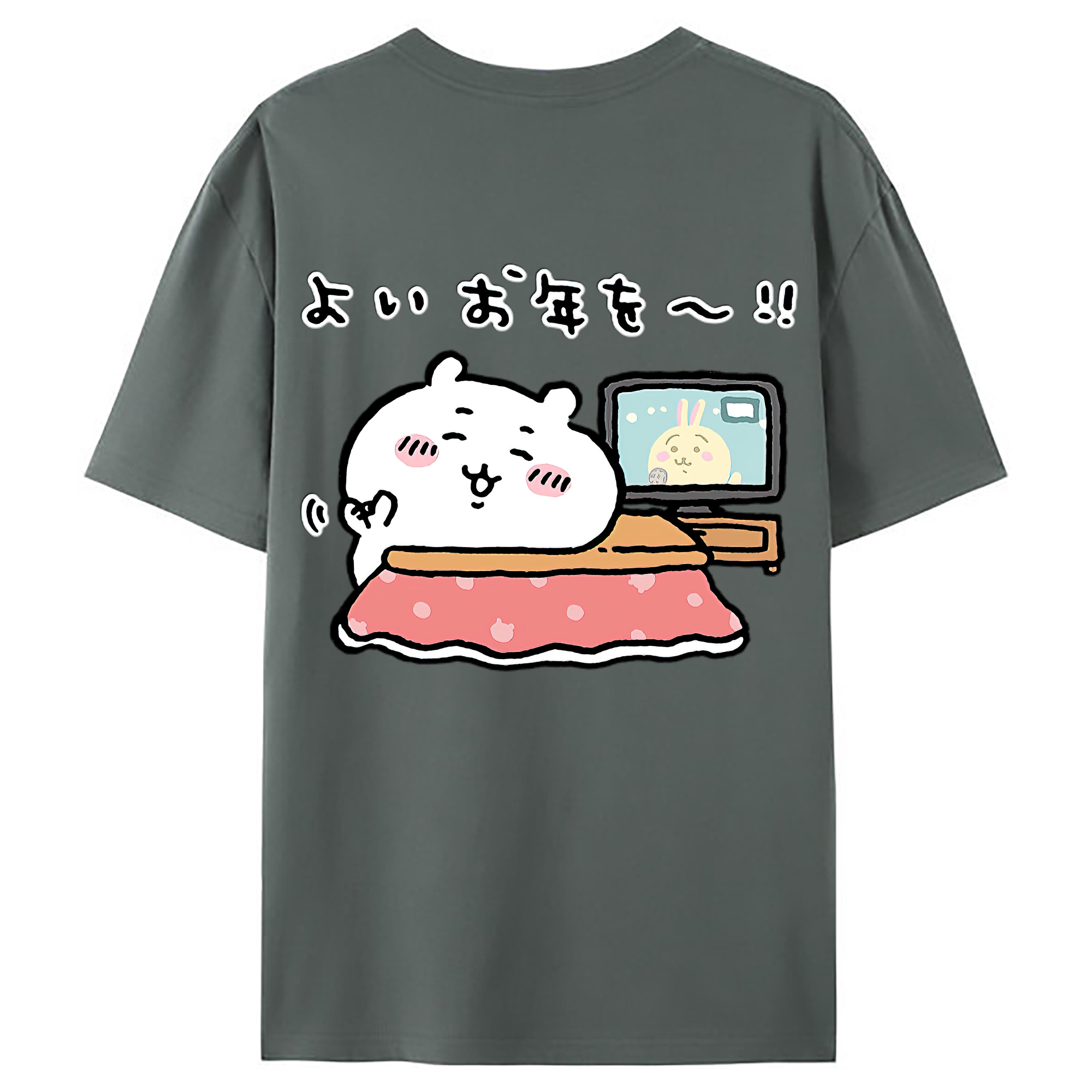（画像用） ちいかわ ちいかわ Chii-kawa chiikawa 綿100％ メンズ半袖Tシャツ（バックプリント） 通気性